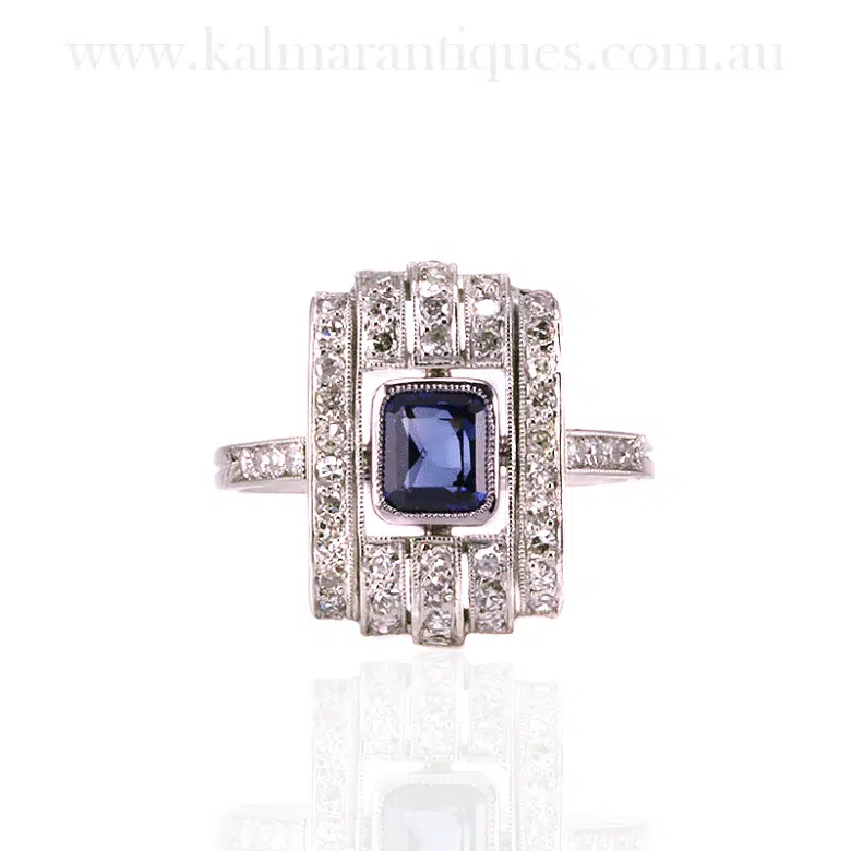 Gorgeous Art Deco sapphire and diamond ring