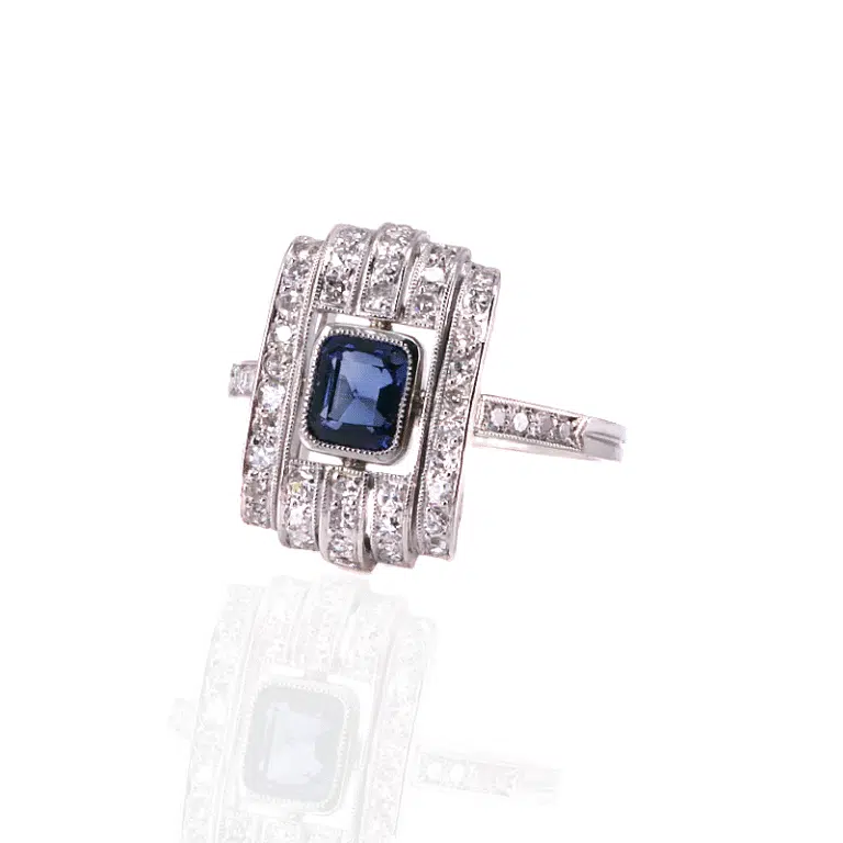 Art Deco sapphire and diamond ring