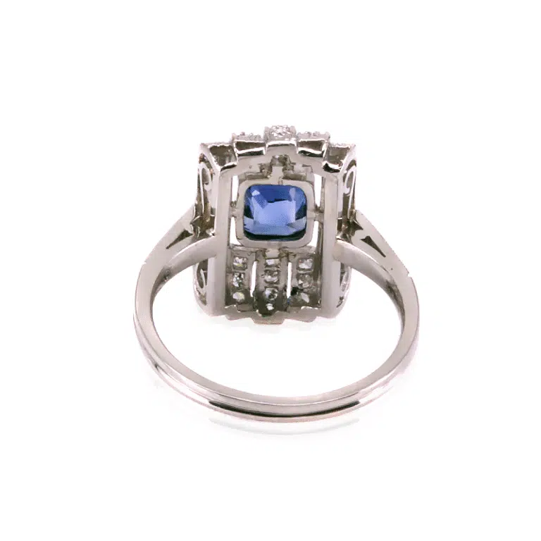 Art Deco sapphire and diamond engagement ring