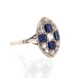 Platinum 1920's sapphire and diamond ring