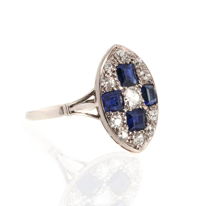 Platinum 1920's sapphire and diamond ring