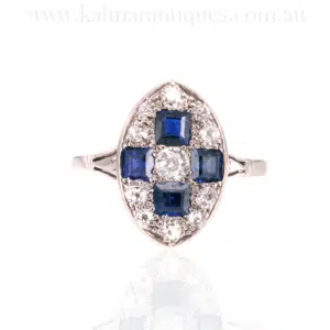 Platinum 1920's sapphire and diamond ring