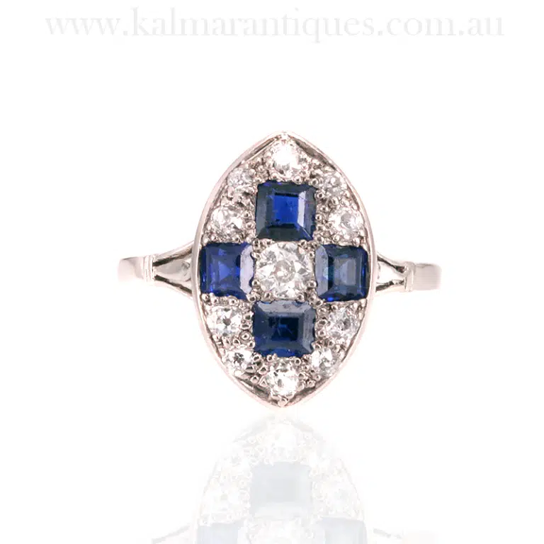 Platinum 1920's sapphire and diamond ring