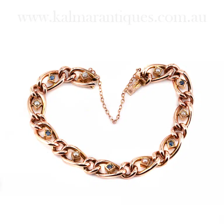 Antique sapphire and pearl bracelet