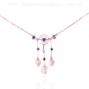Antique sapphire and natural pearl necklace