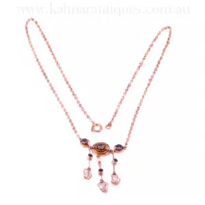 Sapphire and natural pearl necklace