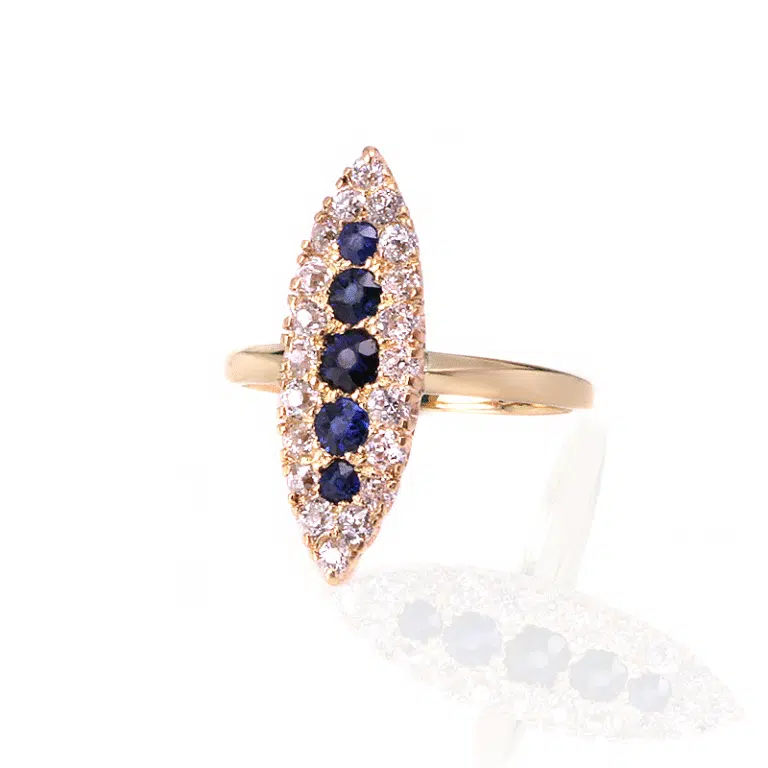 Antique sapphire and diamond engagement ring