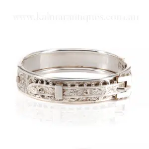 Antique sterling silver buckle bangle