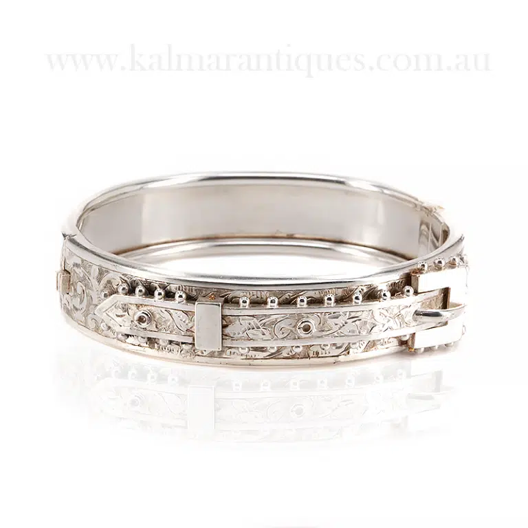 Antique sterling silver buckle bangle