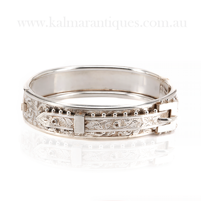 Antique sterling silver buckle bangle