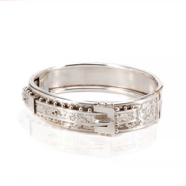 Antique sterling silver buckle bangle