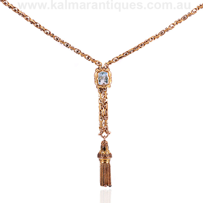 Antique rose gold necklace with a 