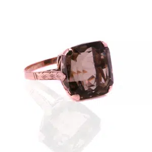 Vintage cushion cut smoky quartz ring
