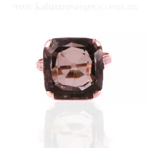 Vintage cushion cut smoky quartz ring