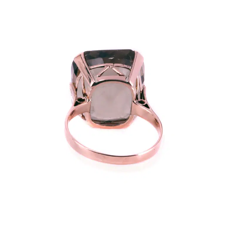 Vintage cushion cut smoky quartz ring