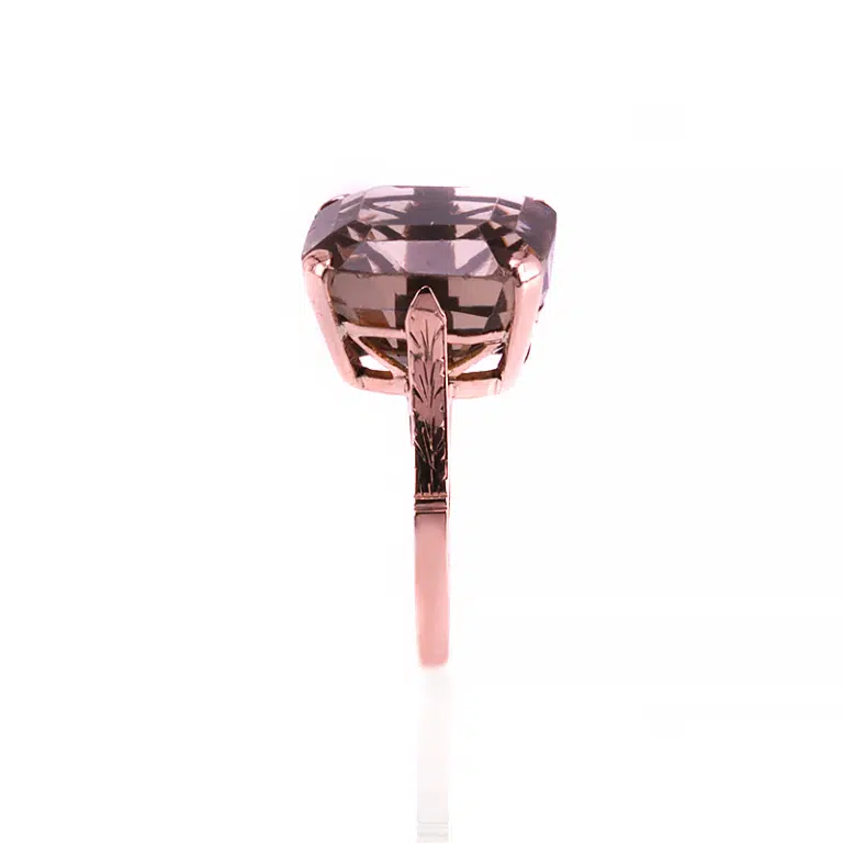 Vintage cushion cut smoky quartz ring