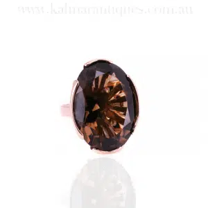 Massive 41 carat smoky quartz ring