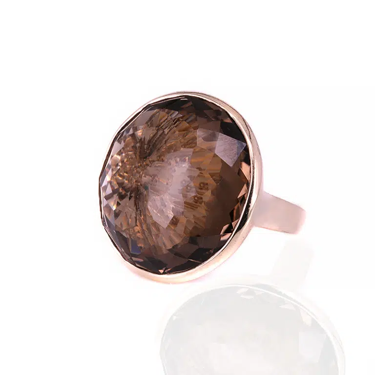 Massive smoky quartz ring