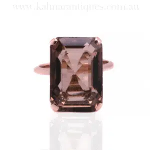 Vintage smoky quartz ring in 14 carat rose gold
