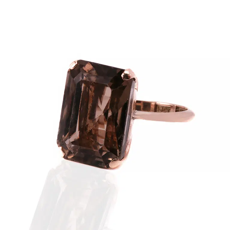 Vintage smoky quartz ring in 14 carat rose gold