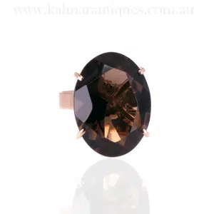 Beautiful vintage smoky quartz ring set in 14 carat gold