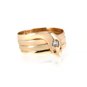 Antique ruby and diamond snake ring
