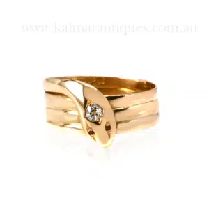 Antique ruby and diamond snake ring