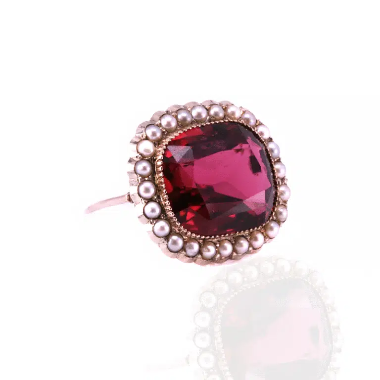 Antique tourmaline and pearl brooch
