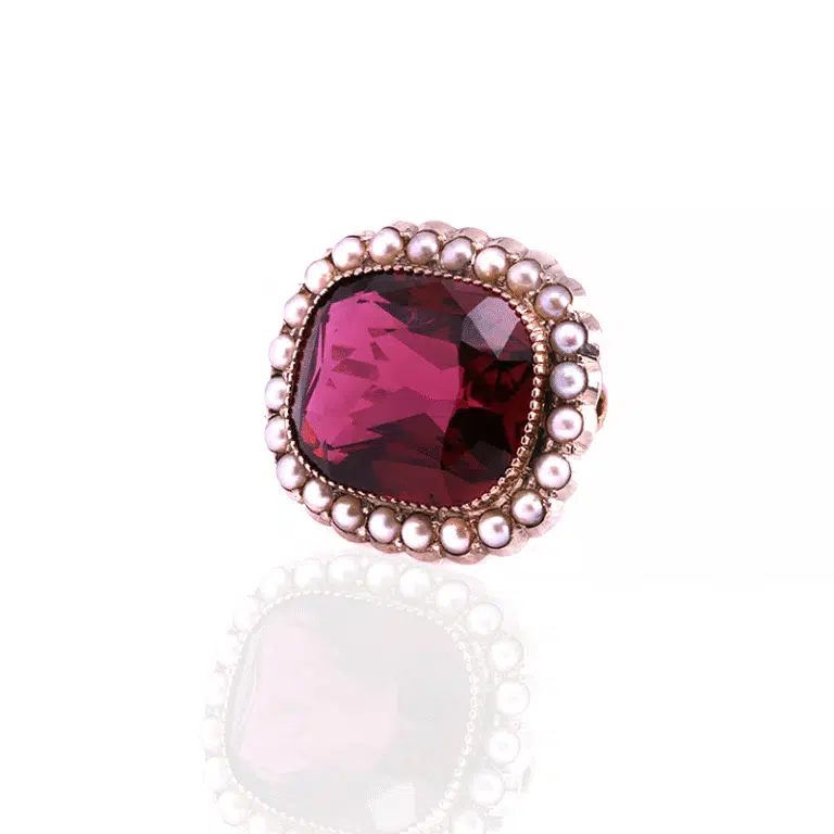 Antique tourmaline and pearl brooch by Caris