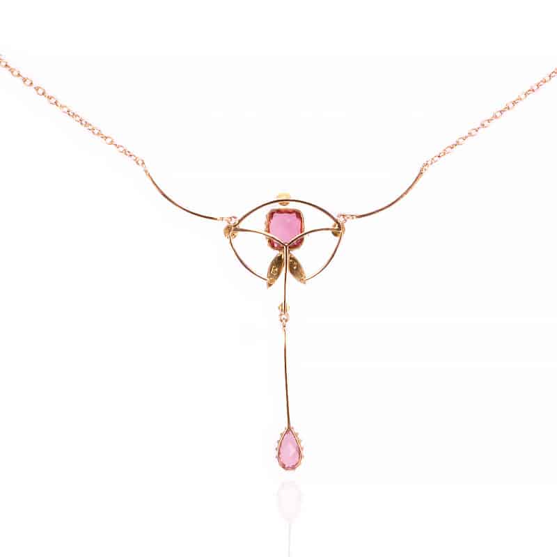 Antique pink tourmaline necklace