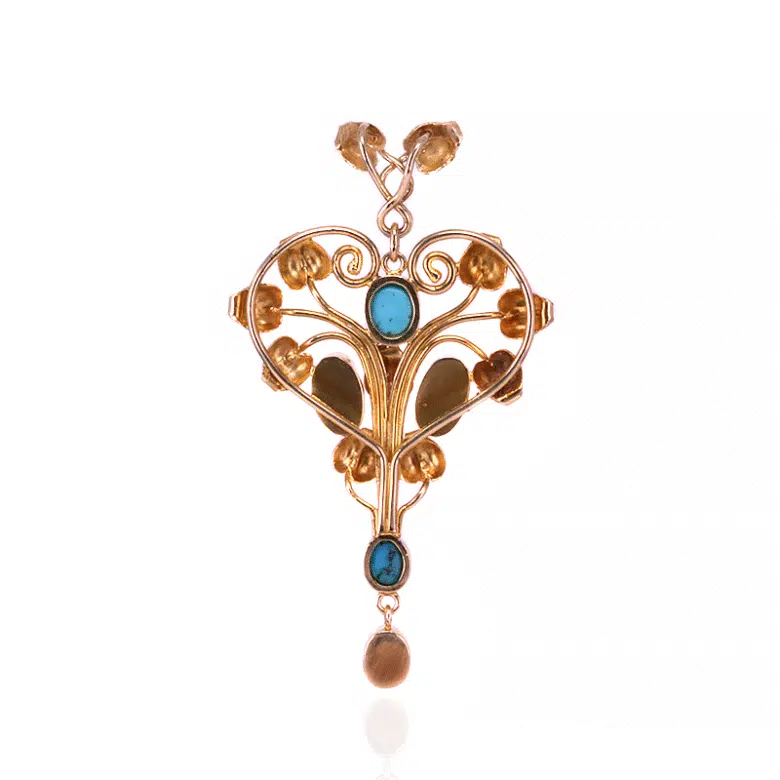 Art Nouveau turquoise and mother of pearl pendant