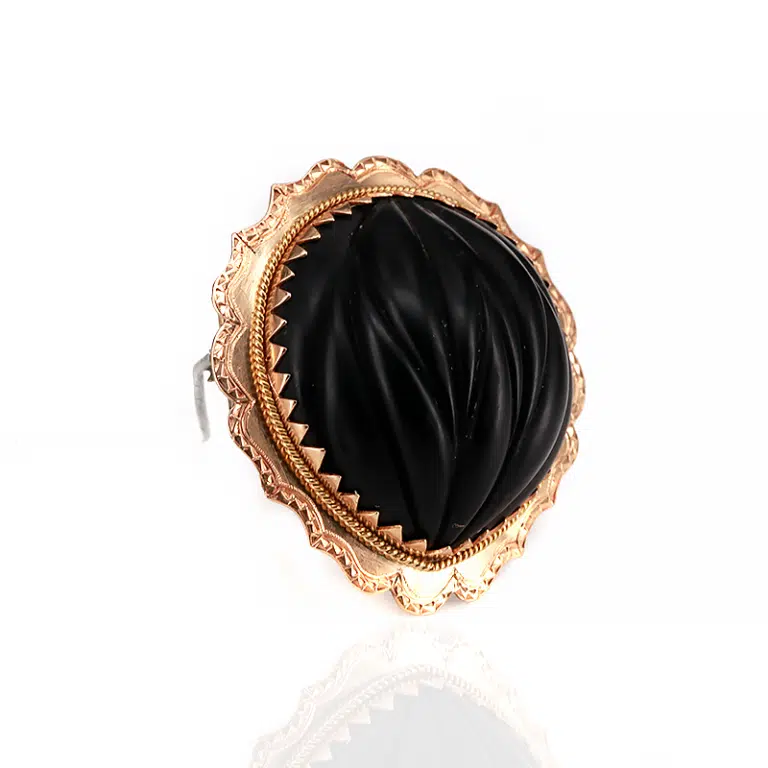 Antique Whitby jet brooch