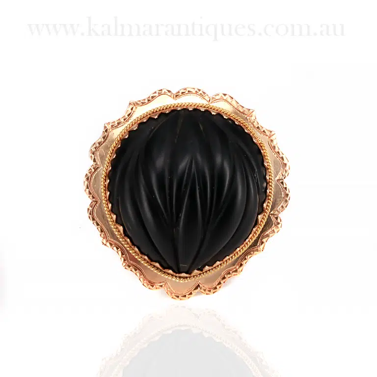 Antique Whitby jet brooch
