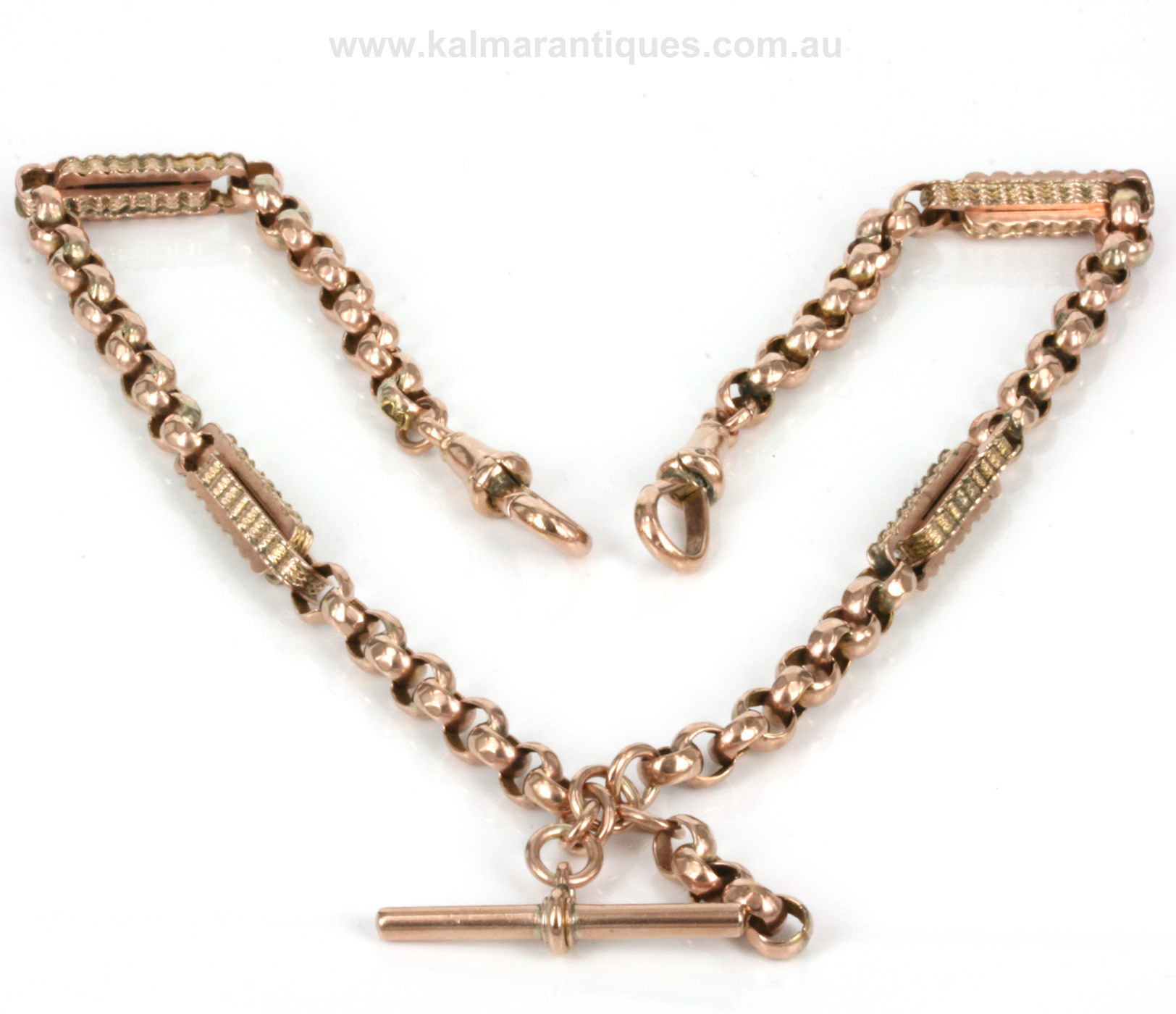 Antique rose gold fancy Albert chain 