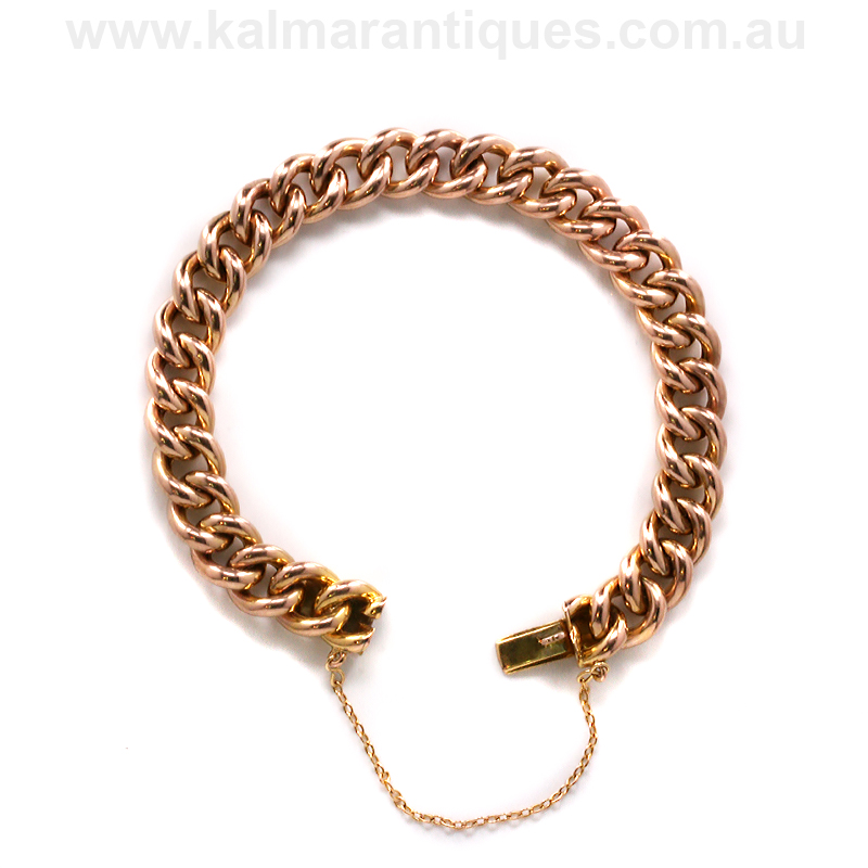 Antique rose gold curb link bracelet 