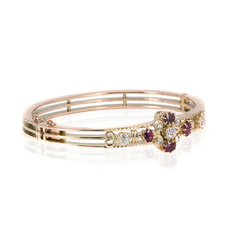 Antique ruby and diamond bangle