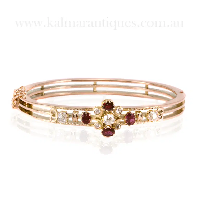 Antique ruby and diamond bangle