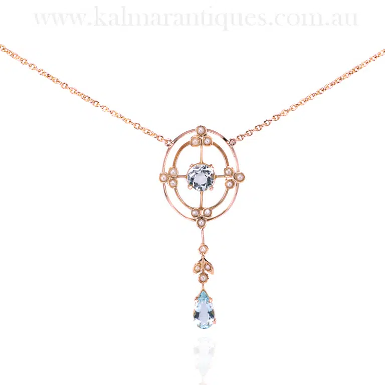 Aquamarine and pearl necklace