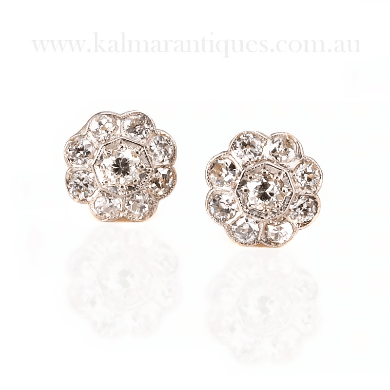 Art Deco diamond cluster earrings