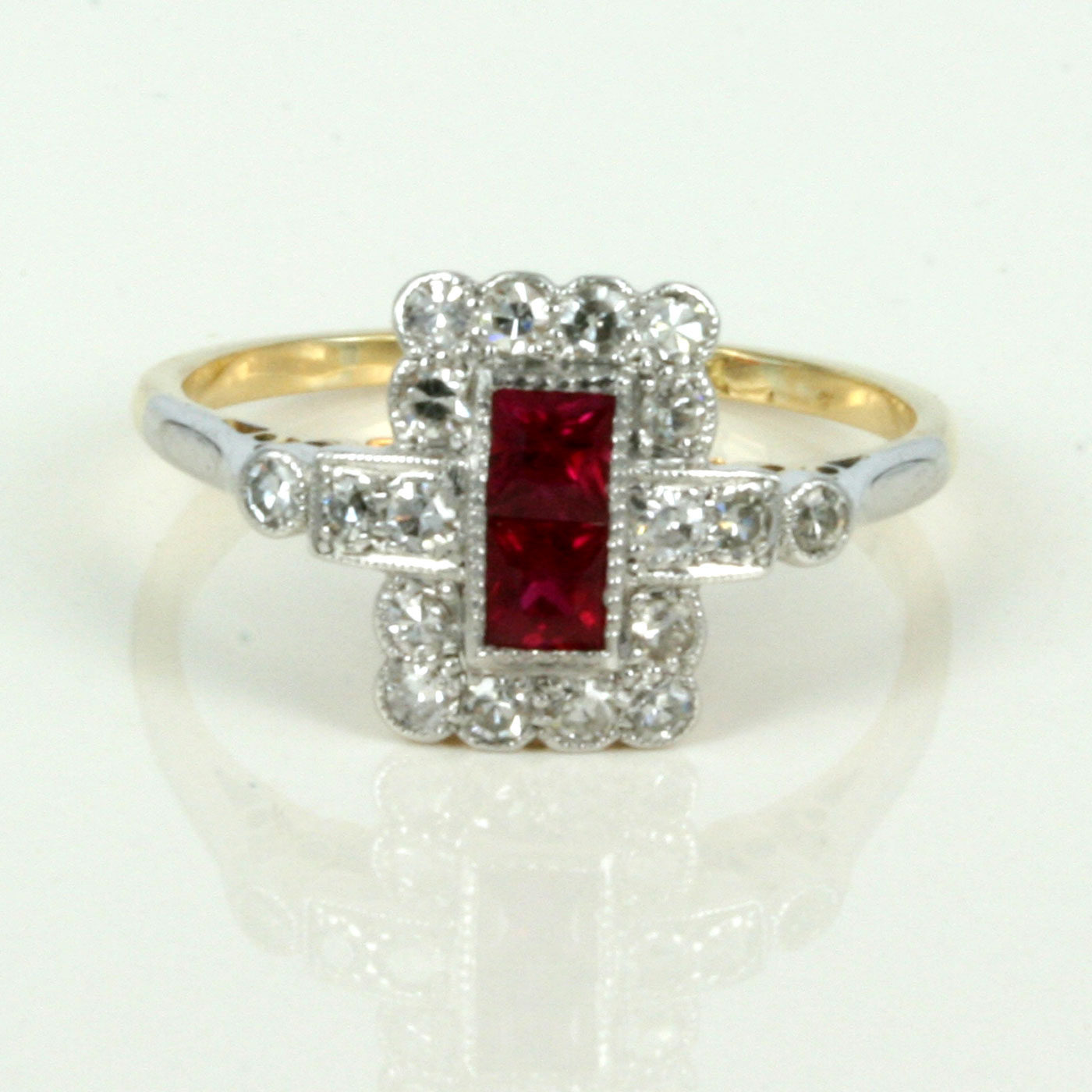 art deco diamond ruby ring