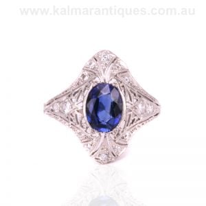 Art Deco sapphire and diamond ring from the 1920's