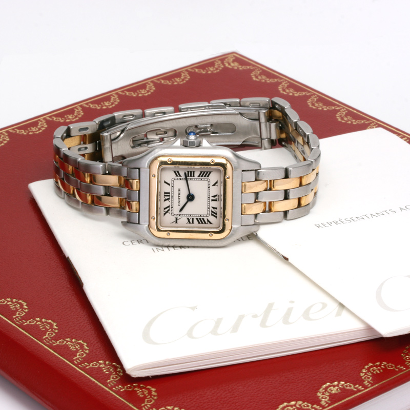 Ladies 18ct and steel Cartier Panthere watch reference 1120