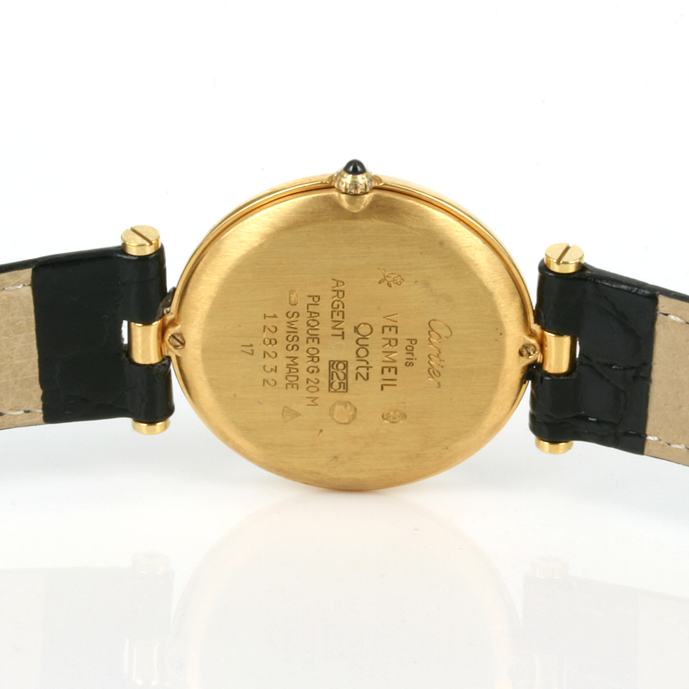Cartier Vermeil watch on leather band 