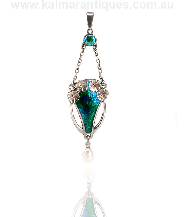 Art Nouveau enamel pendant by Charles 