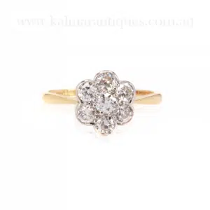 Art Deco diamond halo engagement ring