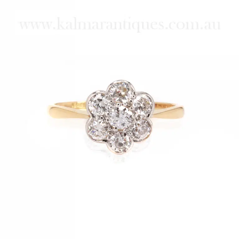 Art Deco diamond halo engagement ring