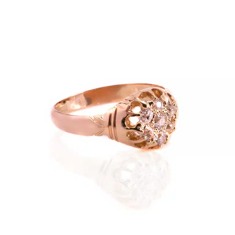 Antique European cut diamond cluster ring