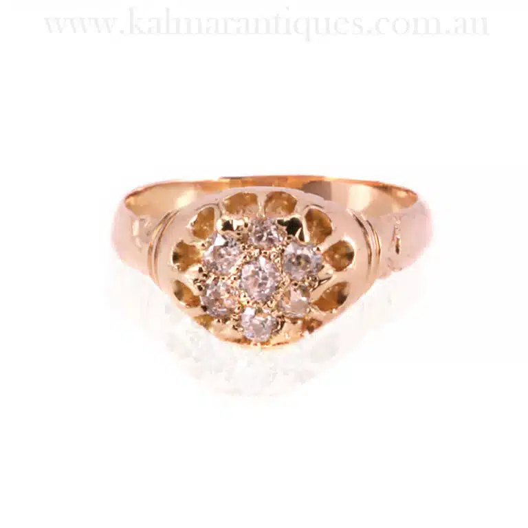 Antique European cut diamond cluster ring