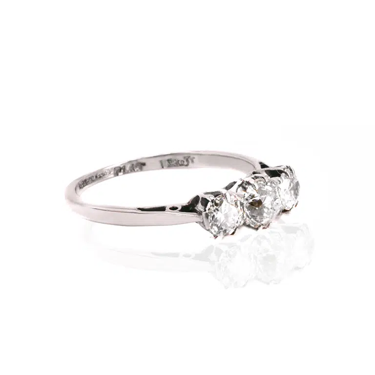 3 stone 1920’s diamond engagement ring