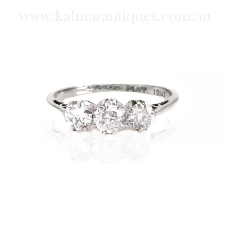 3 stone 1920's diamond engagement ring